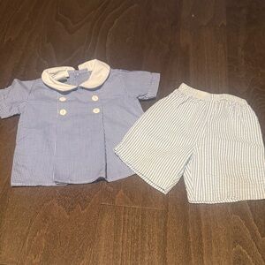 Assorted Bundle- Blue and White Gingham Baby Pieces- Size 12 months